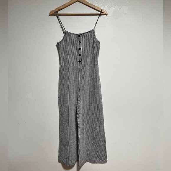 Caution to the Wind Black & White Striped Sleeveless Jumpsuit  - Size S - Picture 2 of 9